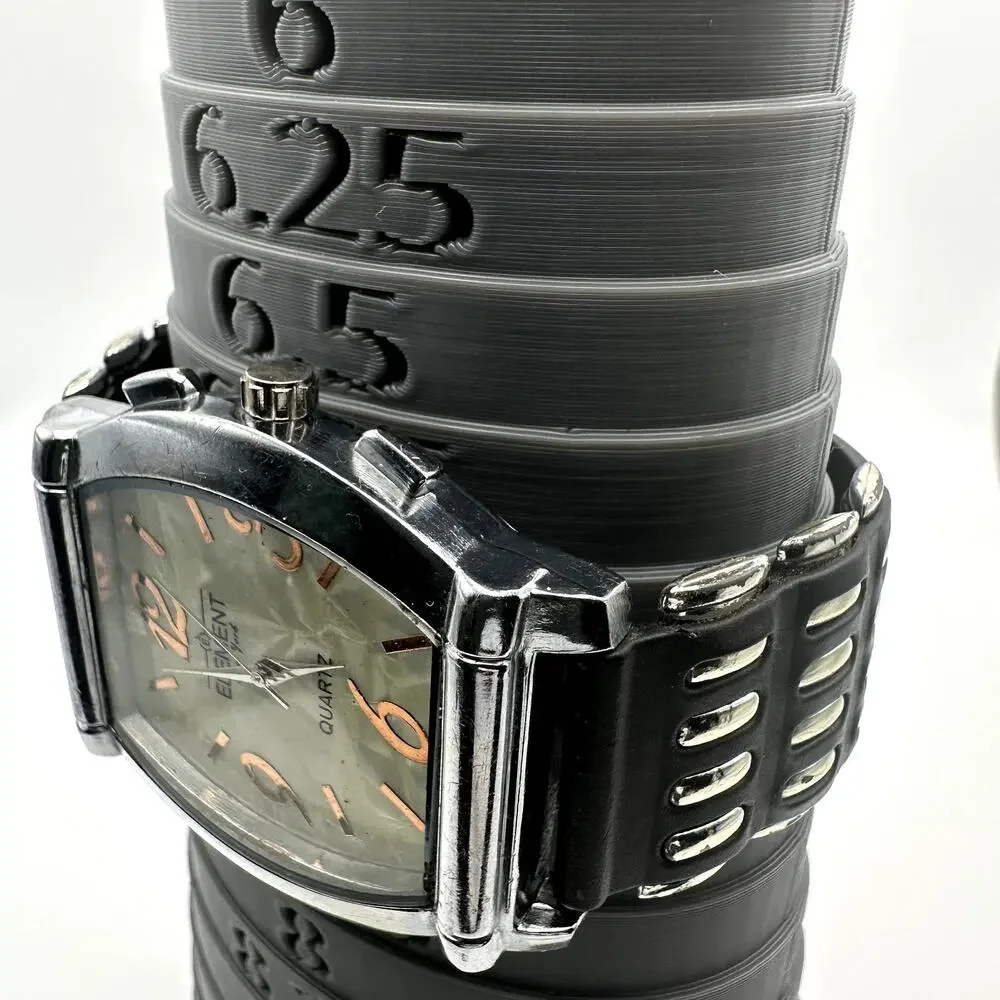 Element New York Quartz Tonneau Watch Silver Case Black Rubber Strap
